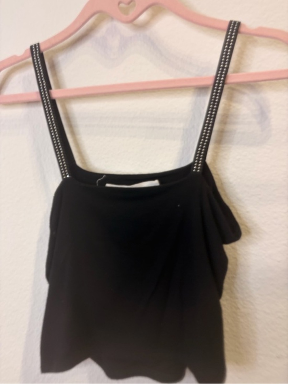 LF Black Camisole with Rhinestone-Studded Straps